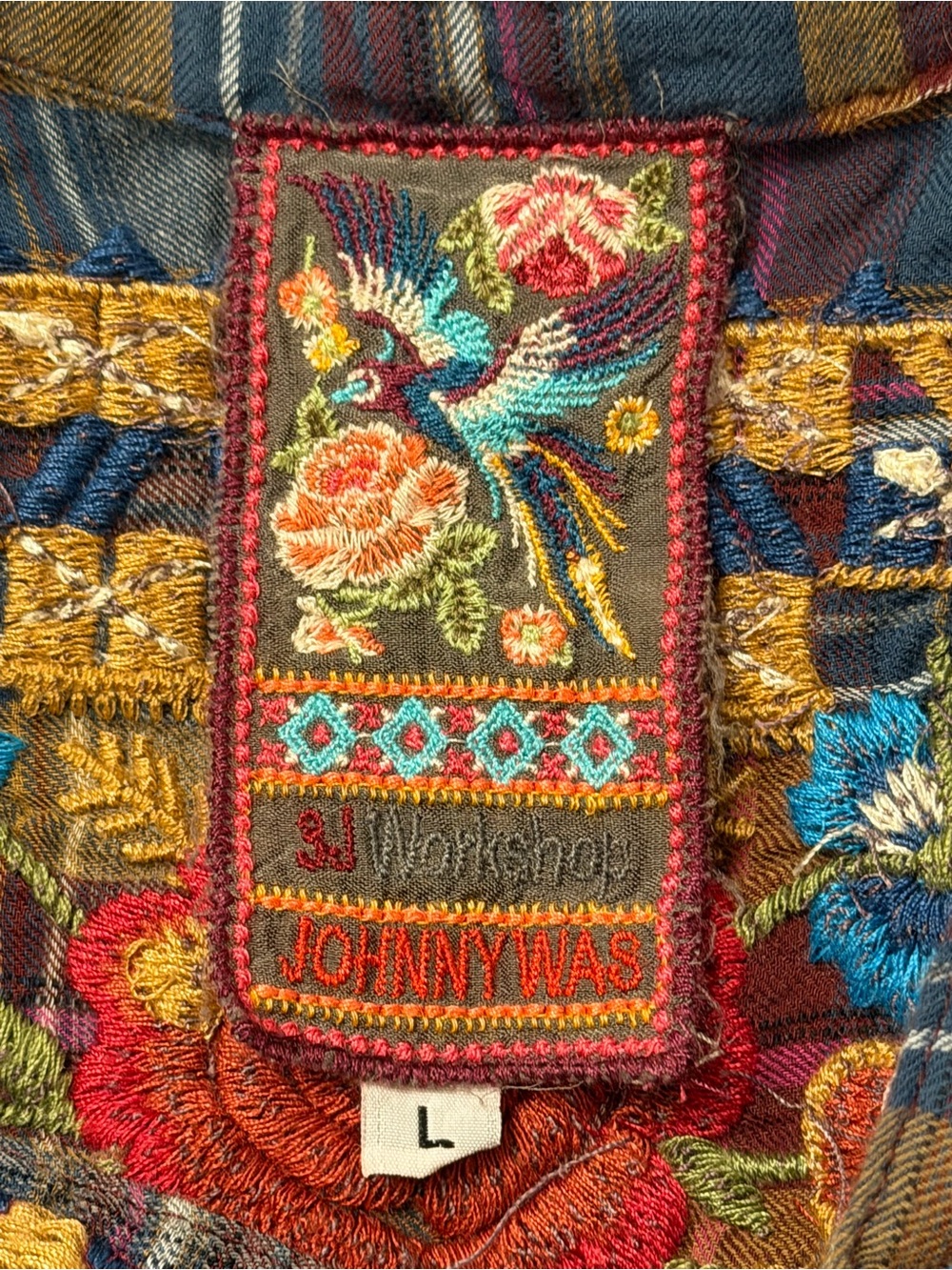 Johnny Was Plaid Embroidered Tunic Dress L Multicolor #7350 - Picture 9 of 11